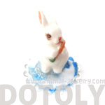 Porcelain Bunny Rabbit Glass Snow Globe Bubble Ball Adjustable Ring