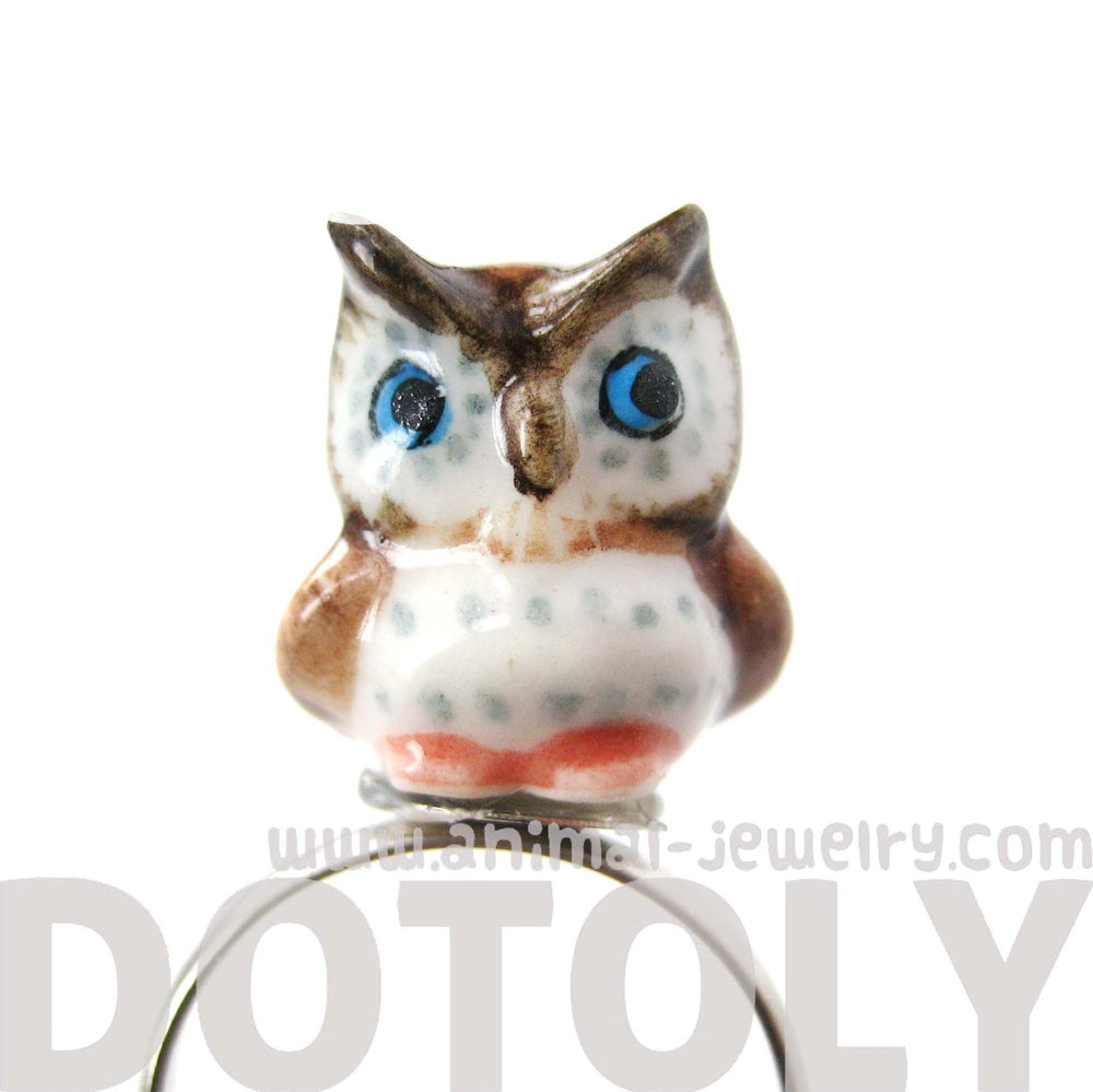 porcelain-ceramic-adorable-owl-bird-animal-adjustable-ring-handmade