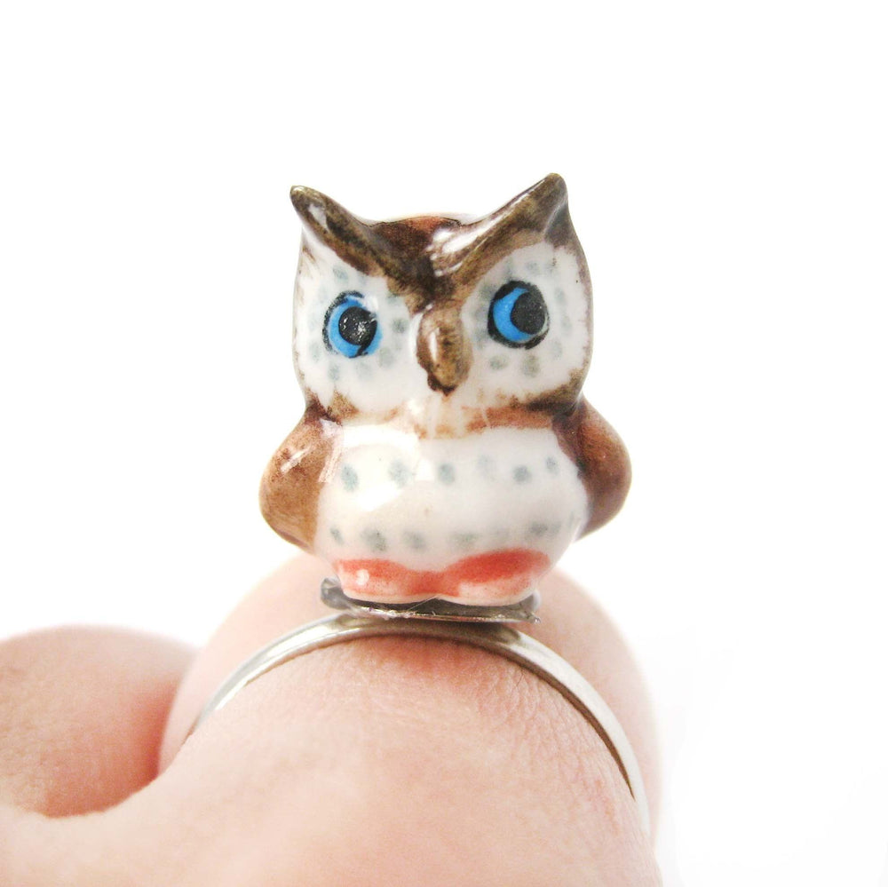 porcelain-ceramic-adorable-owl-bird-animal-adjustable-ring-handmade