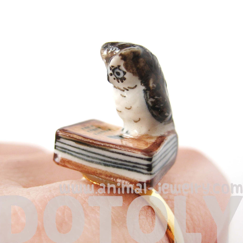 porcelain-ceramic-adorable-owl-bird-with-book-animal-adjustable-ring-handmade