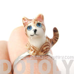 porcelain-ceramic-brown-and-white-kitty-cat-animal-adjustable-ring-handmade