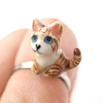 porcelain-ceramic-brown-and-white-kitty-cat-animal-adjustable-ring-handmade