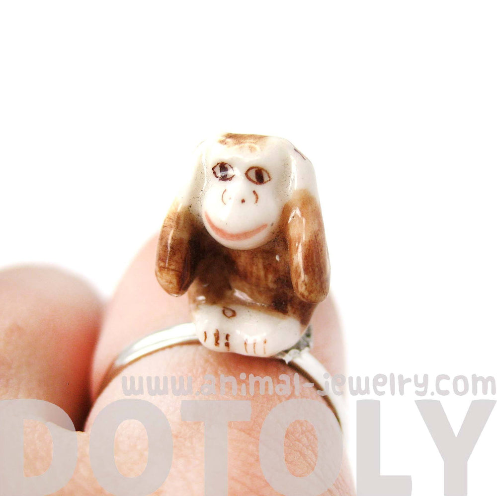 porcelain-ceramic-monkey-with-hands-over-ears-animal-adjustable-ring-handmade