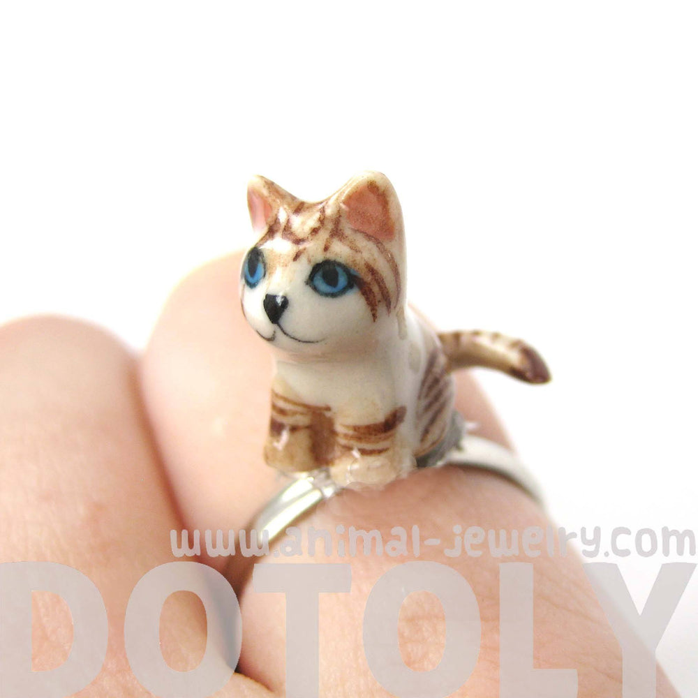 porcelain-ceramic-tan-and-white-striped-kitty-cat-animal-adjustable-ring-handmade