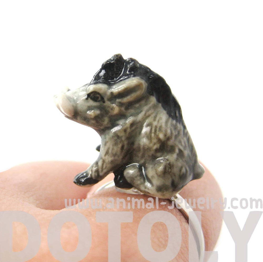 porcelain-ceramic-warthog-wild-boar-shaped-animal-adjustable-ring-handmade