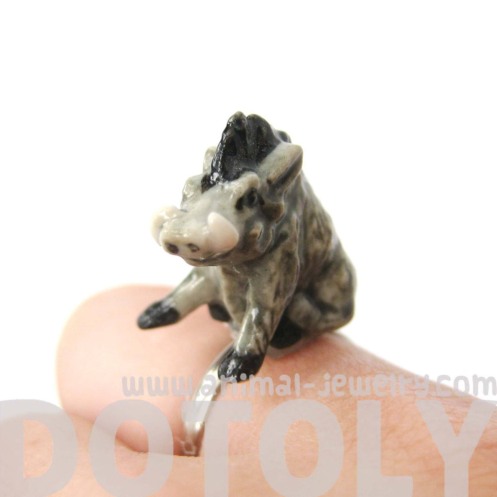 porcelain-ceramic-warthog-wild-boar-shaped-animal-adjustable-ring-handmade
