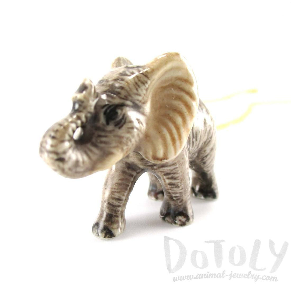 Porcelain Elephant Shaped Hand Painted Ceramic Animal Pendant Necklace