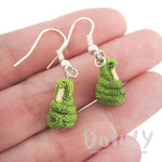 Porcelain Green Cobra Snake Shaped Ceramic Dangle Earrings | Handmade