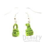 Porcelain Green Cobra Snake Shaped Ceramic Dangle Earrings | Handmade