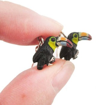 Porcelain Keel-billed Toucan Bird Shaped Ceramic Dangle Earrings