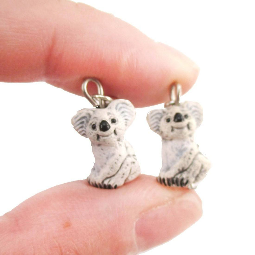 Porcelain Koala Bears Shaped Ceramic Animal Dangle Earrings | Handmade