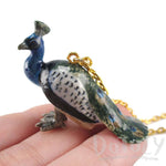 Porcelain Peacock Bird Shaped Handmade Ceramic Animal Pendant Necklace