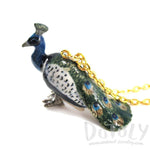 Porcelain Peacock Bird Shaped Handmade Ceramic Animal Pendant Necklace