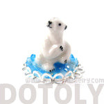 Porcelain Polar Bear Glass Snow Globe Bubble Ball Adjustable Ring