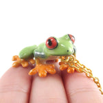 Porcelain Red Eyed Tree Frog Shaped Ceramic Animal Pendant Necklace