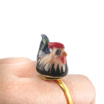 3D Porcelain Rooster Chicken Shaped Ceramic Adjustable Animal Ring