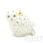Porcelain Snowy Owl Hedwig Bird Shaped Ceramic Animal Pendant Necklace