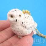 Porcelain Snowy Owl Hedwig Bird Shaped Ceramic Animal Pendant Necklace