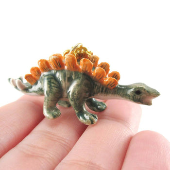 Porcelain Stegosaurus Dinosaur Shaped Ceramic Animal Pendant Necklace