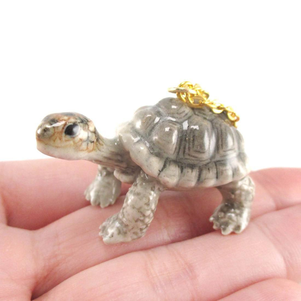Porcelain Tortoise Turtle Shaped Ceramic Animal Pendant Necklace