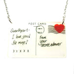Post Card From A Secret Admirer Love Letter Shaped Pendant Necklace