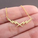 Pretty Lightning Bolt Criss Criss Cross Shaped Pendant Necklace in Gold