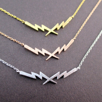 Pretty Lightning Bolt Criss Criss Cross Shaped Pendant Necklace