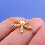 Pretty Rhinestone Starfish Shaped Ocean Pendant Necklace in Gold
