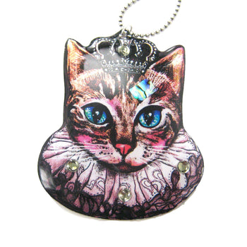 Princess Kitty Royal Cat Shaped Illustrated Resin Pendant Necklace | DOTOLY | DOTOLY
