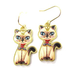 Princess Kitty Siamese Cat Fancy Illustrated Animal Dangle Earrings | DOTOLY | DOTOLY