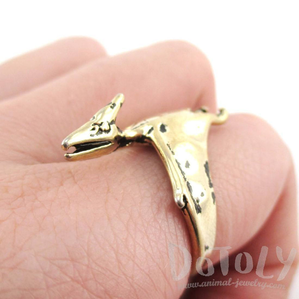 Pterodactyl Dinosaur Shaped Animal Ring in Shiny Gold | US Size 5 to 9 | DOTOLY