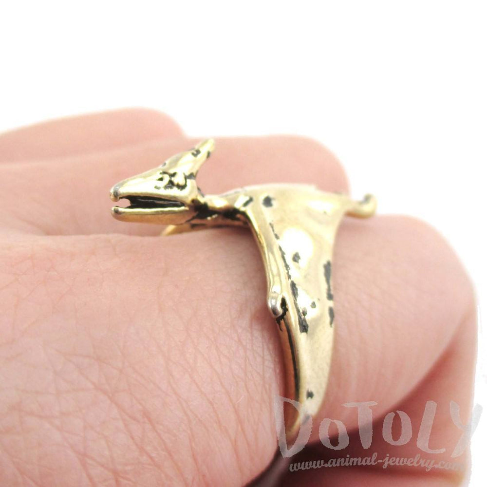 Pterodactyl Dinosaur Shaped Animal Ring in Shiny Gold | US Size 5 to 9 | DOTOLY