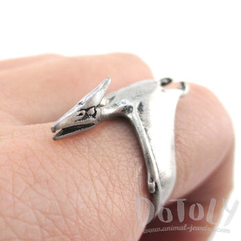 Pterodactyl Dinosaur Shaped Animal Ring in Silver | US Size 5 to 9 | DOTOLY