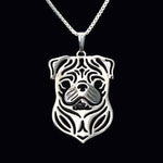 Pug Puppy Dog Cut Out Shaped Pendant Necklace in Silver | Animal Jewelry | DOTOLY