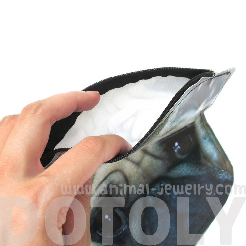 Pug Puppy Dog Head Shaped Vinyl Animal Photo Print Clutch Bag | DOTOLY | DOTOLY