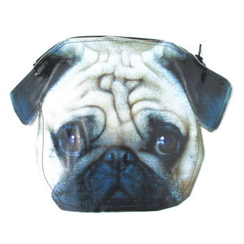 Pug Puppy Dog Head Shaped Vinyl Animal Photo Print Clutch Bag | DOTOLY | DOTOLY