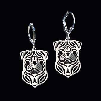 Pug Puppy Face Shaped Drop Dangle Earrings in Silver | Animal Jewelry | DOTOLY