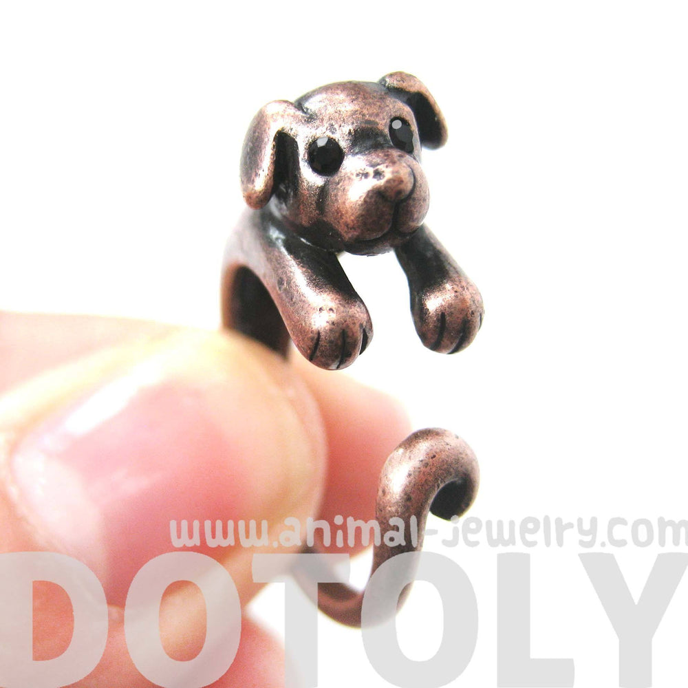 Puppy Dog Animal Wrap Around Ring in Copper | Sizes 4 to 9 Available | DOTOLY