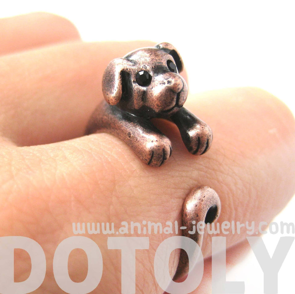 Puppy Dog Animal Wrap Around Ring in Copper | Sizes 4 to 9 Available | DOTOLY
