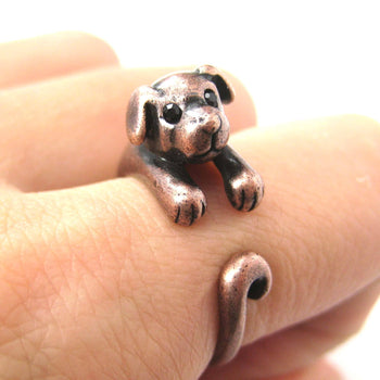 Puppy Dog Animal Wrap Around Ring in Copper | Sizes 4 to 9 Available | DOTOLY