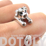 Puppy Dog Animal Wrap Around Ring in Shiny Silver | US Sizes 4 to 9 | DOTOLY
