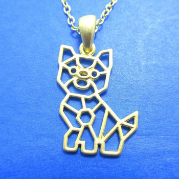 Puppy Dog Outline Shaped Pendant Necklace in Gold | Animal Jewelry | DOTOLY