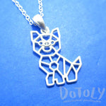 Puppy Dog Outline Shaped Pendant Necklace in Silver | Animal Jewelry | DOTOLY