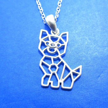Puppy Dog Outline Shaped Pendant Necklace in Silver | Animal Jewelry | DOTOLY