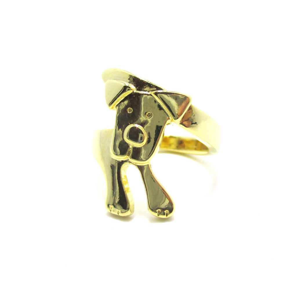 Puppy Dog Wrapped Around Your Finger Shaped Animal Ring in Gold | DOTOLY