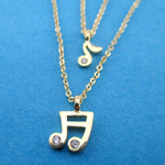 Quaver Musical Notes Shaped Multi-Strand Two Layered Pendant Necklace