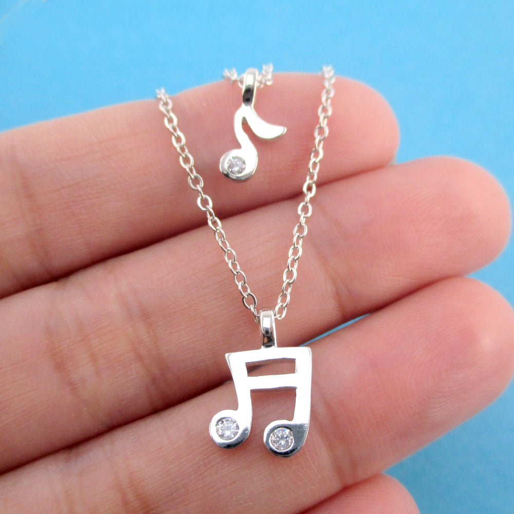 Quaver Musical Notes Shaped Multi-Strand Two Layered Pendant Necklace