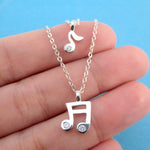Quaver Musical Notes Shaped Multi-Strand Two Layered Pendant Necklace