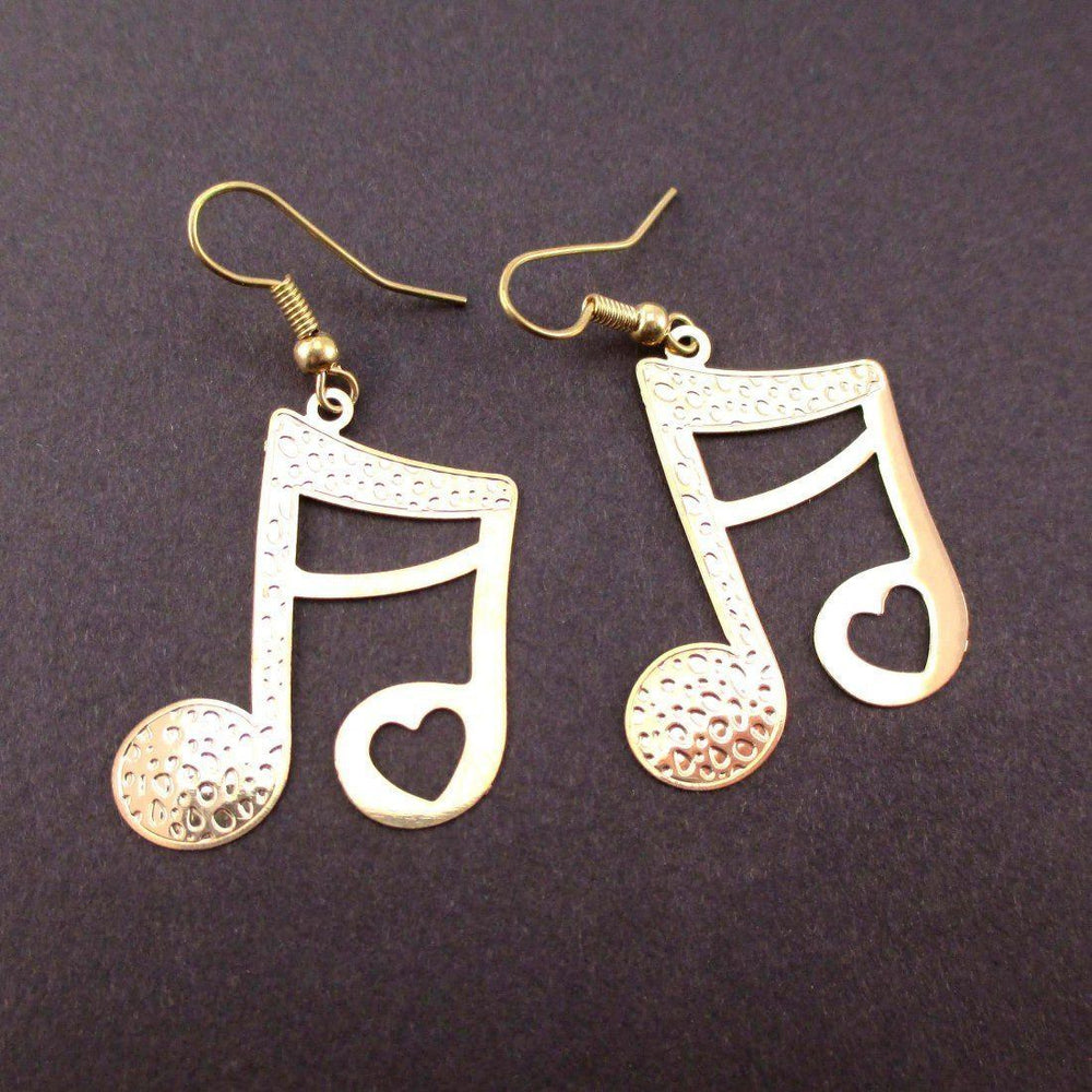 Quaver Note Shaped Music Themed Dangle Earrings in Gold | DOTOLY | DOTOLY