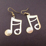 Quaver Note Shaped Music Themed Dangle Earrings in Gold | DOTOLY | DOTOLY